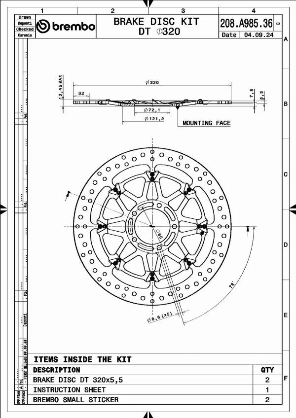Brembo 208A98536 - Гальмівний диск autocars.com.ua