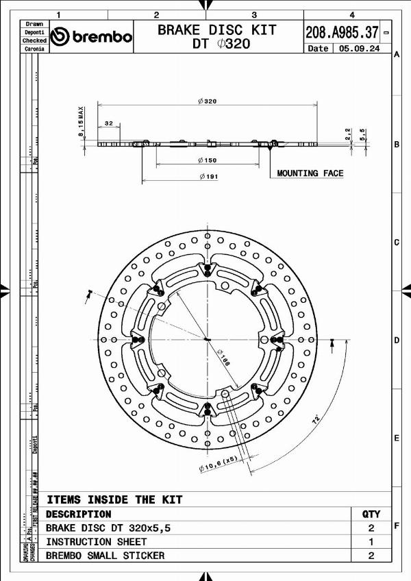 Brembo 208A98537 - Гальмівний диск autocars.com.ua