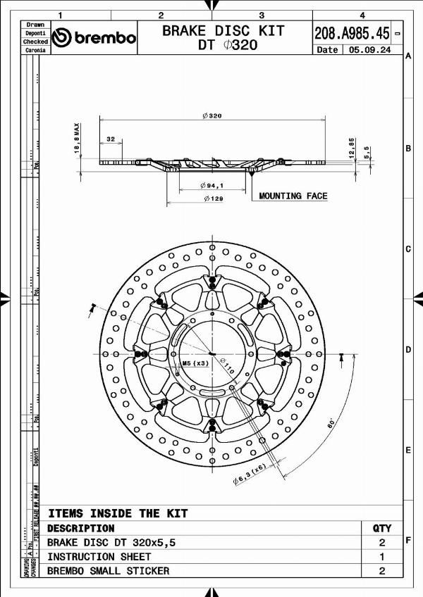 Brembo 208A98545 - Гальмівний диск autocars.com.ua
