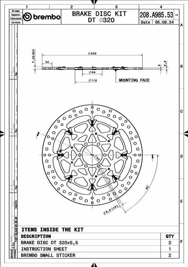 Brembo 208A98553 - Гальмівний диск autocars.com.ua