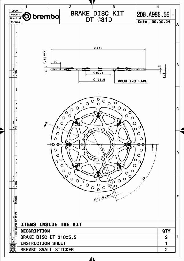 Brembo 208A98556 - Гальмівний диск autocars.com.ua