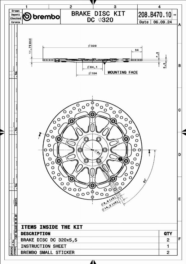 Brembo 208B47010 - Гальмівний диск autocars.com.ua