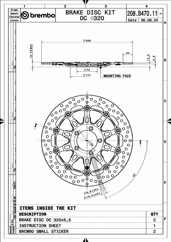 Brembo 208B47011 - Гальмівний диск autocars.com.ua