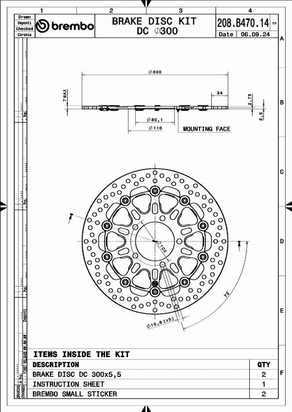 Brembo 208B47014 - Гальмівний диск autocars.com.ua