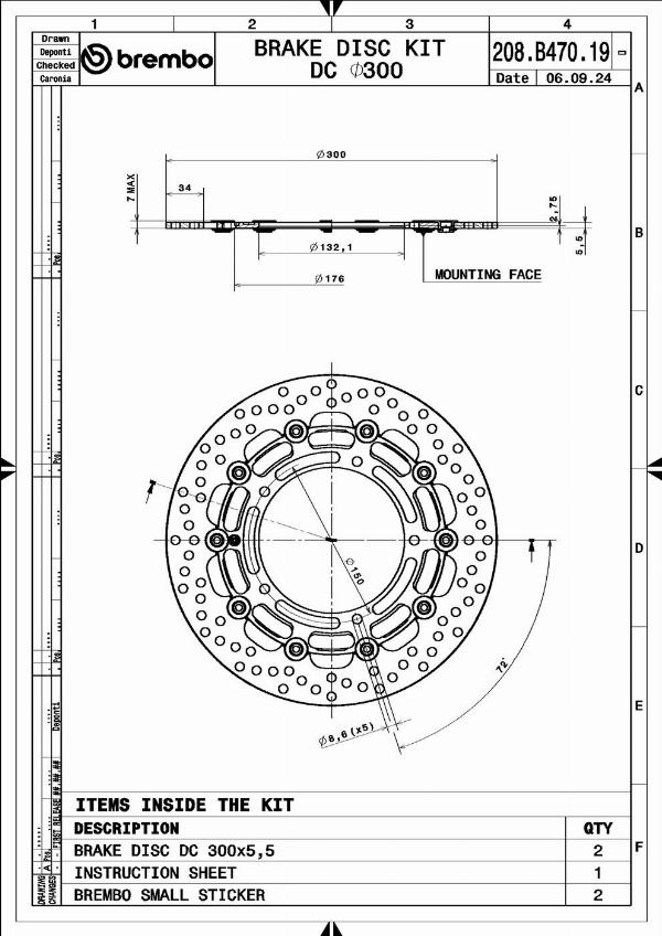 Brembo 208B47019 - Гальмівний диск autocars.com.ua
