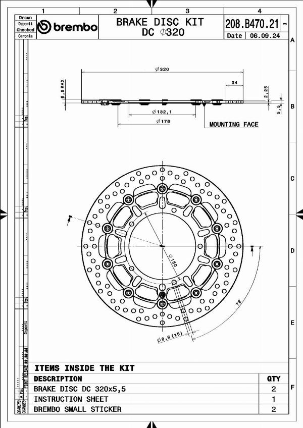 Brembo 208B47021 - Гальмівний диск autocars.com.ua