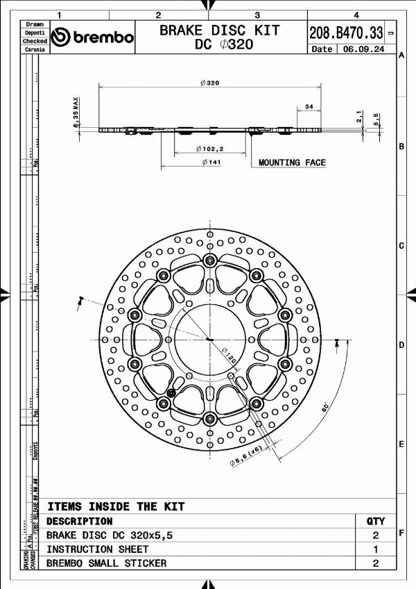 Brembo 208B47033 - Гальмівний диск autocars.com.ua
