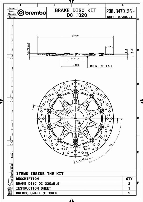 Brembo 208B47036 - Гальмівний диск autocars.com.ua