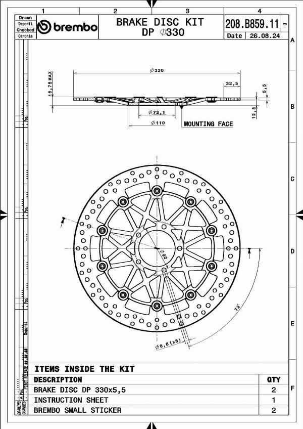 Brembo 208B85911 - Гальмівний диск autocars.com.ua