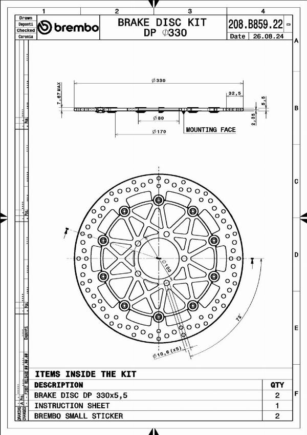Brembo 208B85922 - Гальмівний диск autocars.com.ua