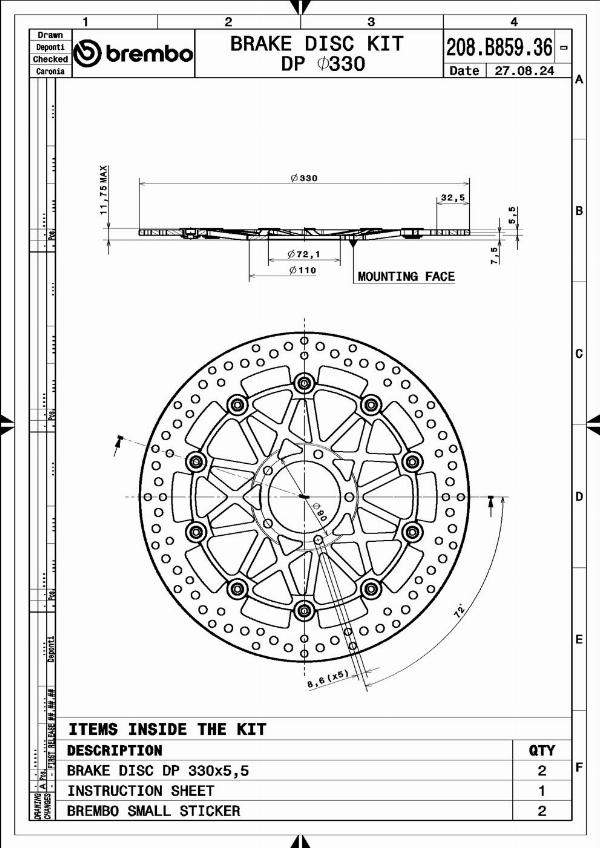 Brembo 208B85936 - Гальмівний диск autocars.com.ua