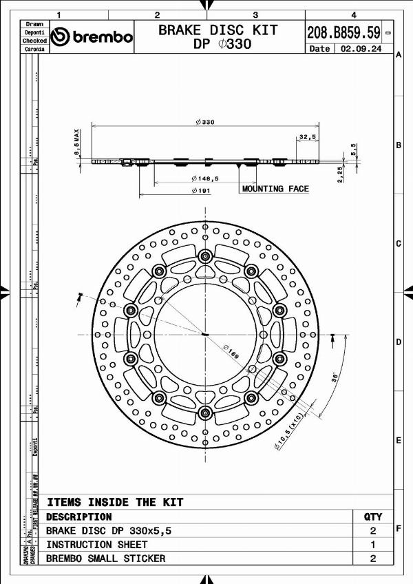 Brembo 208B85959 - Гальмівний диск autocars.com.ua