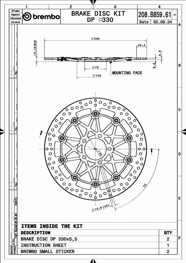 Brembo 208B85961 - Гальмівний диск autocars.com.ua