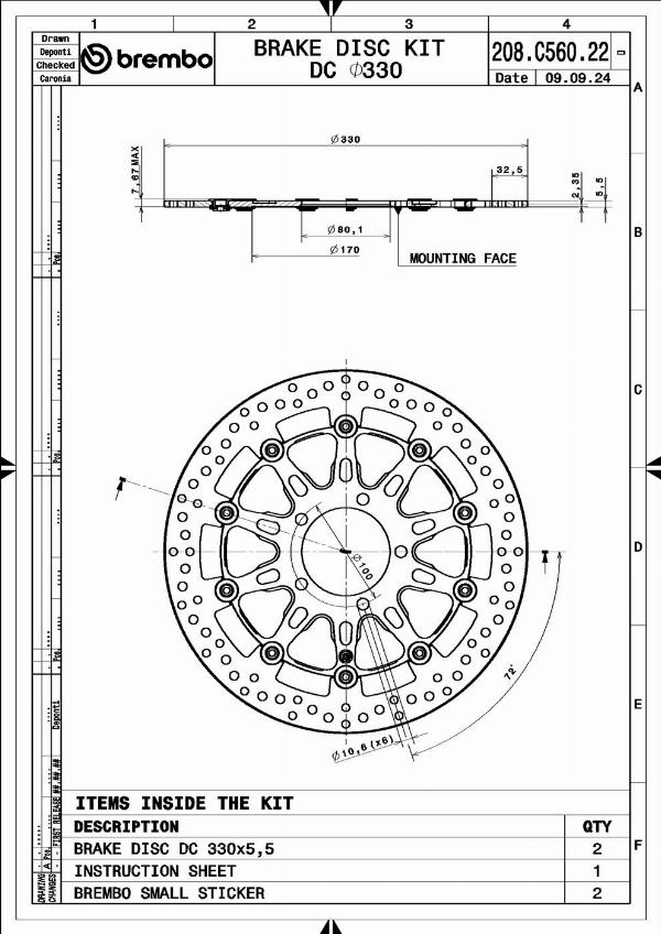 Brembo 208C56022 - Гальмівний диск autocars.com.ua