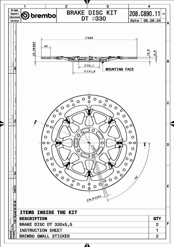 Brembo 208C89011 - Гальмівний диск autocars.com.ua