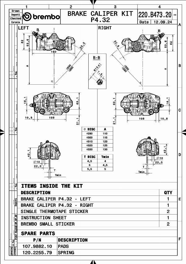 Brembo 220B47320 - Гальмівний супорт autocars.com.ua