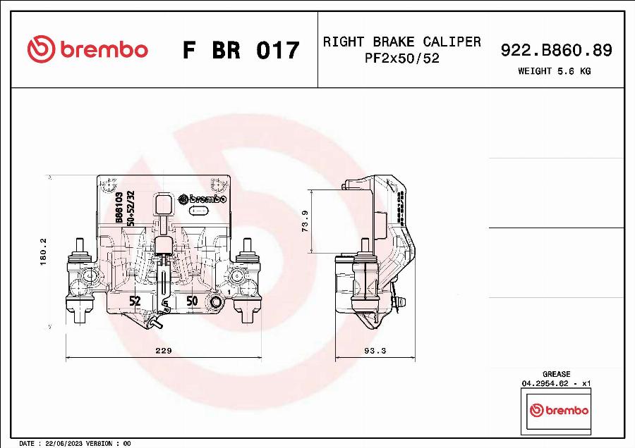 Brembo F BR 017 - Гальмівний супорт autocars.com.ua