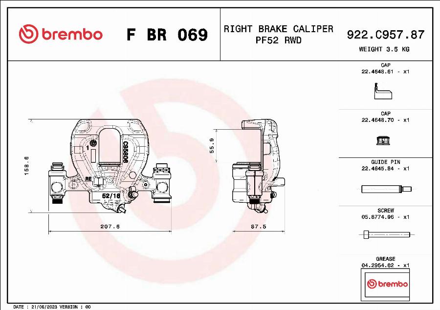 Brembo F BR 069 - Тормозной суппорт avtokuzovplus.com.ua