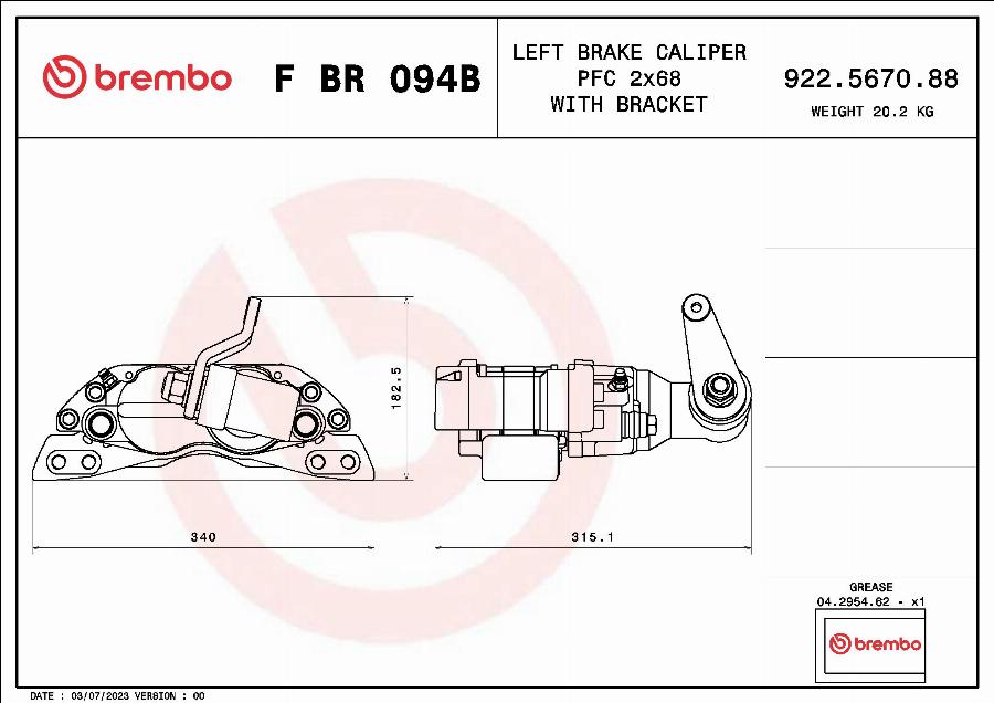 Brembo F BR 094B - Гальмівний супорт autocars.com.ua