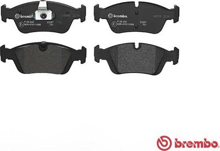 Brembo P 06 024 - Тормозные колодки, дисковые, комплект avtokuzovplus.com.ua