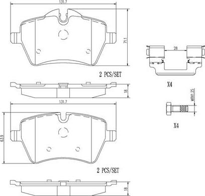 Brembo P06086N - Тормозные колодки, дисковые, комплект avtokuzovplus.com.ua