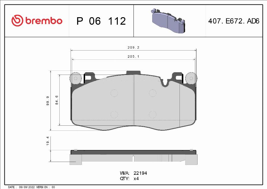 Brembo P 06 112 - Гальмівні колодки, дискові гальма autocars.com.ua
