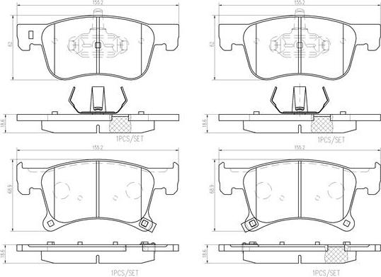 Brembo P 07 020 - Гальмівні колодки, дискові гальма autocars.com.ua