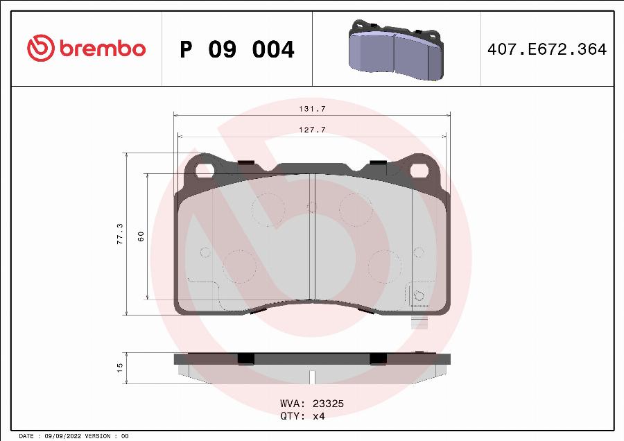 Brembo P 09 004 - Гальмівні колодки, дискові гальма autocars.com.ua