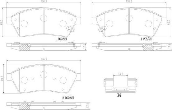 Brembo P09009N - Гальмівні колодки, дискові гальма autocars.com.ua