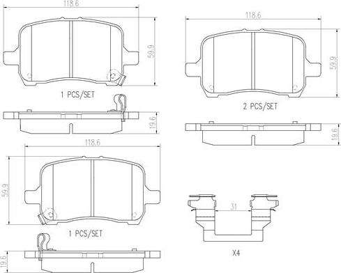 Brembo P10030N - Гальмівні колодки, дискові гальма autocars.com.ua