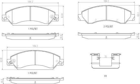 Brembo P10034N - Гальмівні колодки, дискові гальма autocars.com.ua