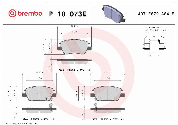 Brembo P 10 073E - Гальмівні колодки, дискові гальма autocars.com.ua