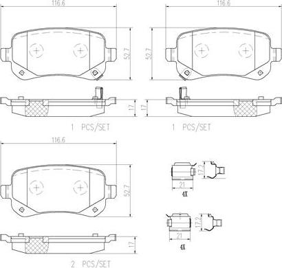 Brembo P11021N - Тормозные колодки, дисковые, комплект avtokuzovplus.com.ua