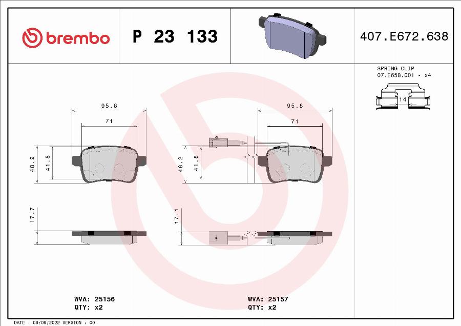 Brembo P 23 133 - Гальмівні колодки, дискові гальма autocars.com.ua