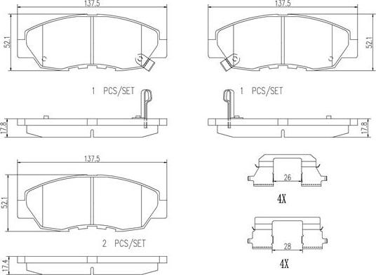 Brembo P28052N - Гальмівні колодки, дискові гальма autocars.com.ua