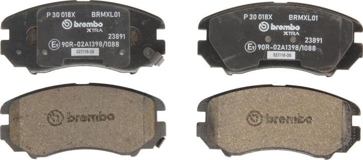 Brembo P 30 018X - Гальмівні колодки, дискові гальма autocars.com.ua