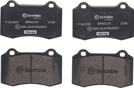 Brembo P 36 020X - Гальмівні колодки, дискові гальма autocars.com.ua