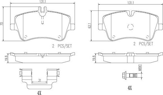 Brembo P50045N - Тормозные колодки, дисковые, комплект avtokuzovplus.com.ua