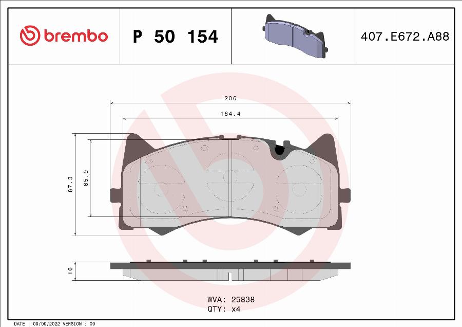 Brembo P 50 154 - Гальмівні колодки, дискові гальма autocars.com.ua