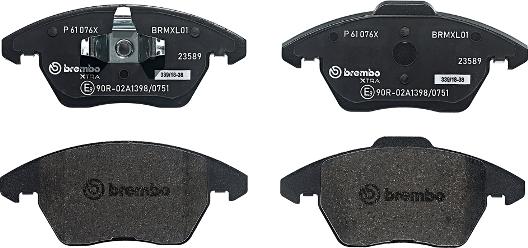 Brembo P 61 076X - Тормозные колодки, дисковые, комплект autodnr.net