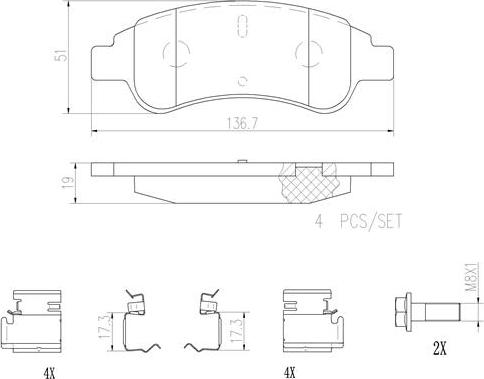 Brembo P61082N - Гальмівні колодки, дискові гальма autocars.com.ua