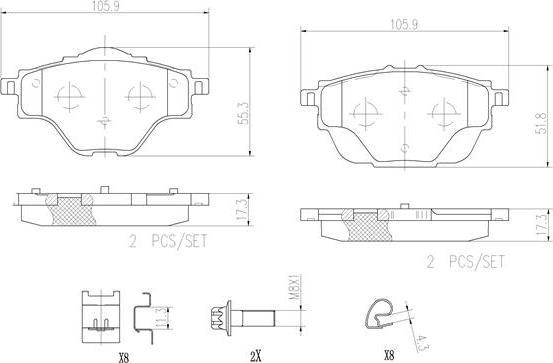 Brembo P61124N - Тормозные колодки, дисковые, комплект avtokuzovplus.com.ua