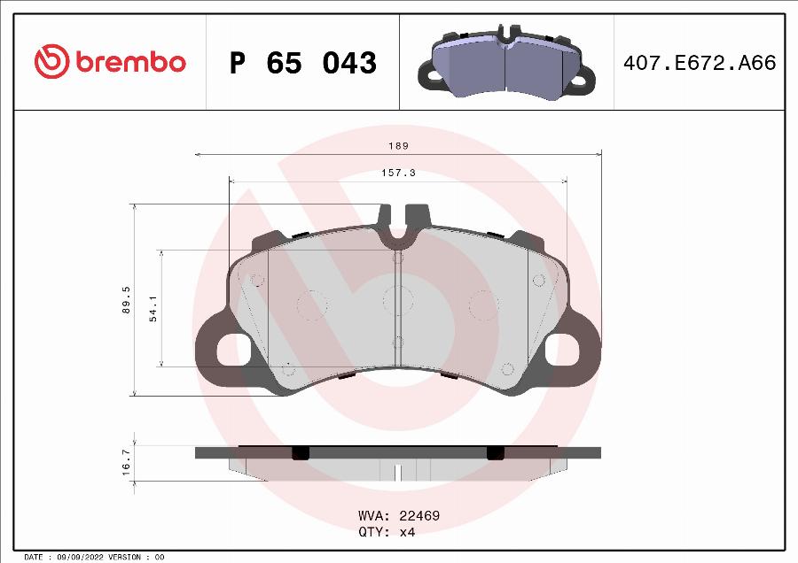 Brembo P 65 043 - Тормозные колодки, дисковые, комплект autodnr.net