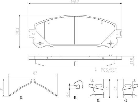 Brembo P83145N - Гальмівні колодки, дискові гальма autocars.com.ua