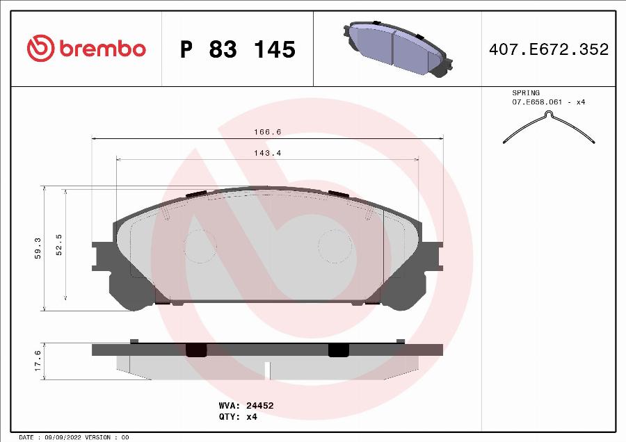 Brembo P 83 145 - Гальмівні колодки, дискові гальма autocars.com.ua
