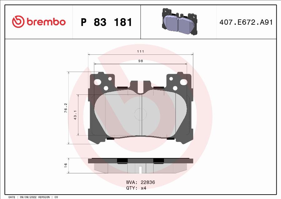 Brembo P 83 181 - Гальмівні колодки, дискові гальма autocars.com.ua