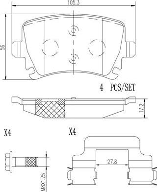 Brembo P85095N - Гальмівні колодки, дискові гальма autocars.com.ua