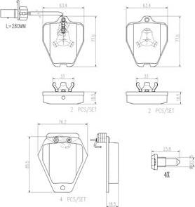 Brembo P85096N - Гальмівні колодки, дискові гальма autocars.com.ua