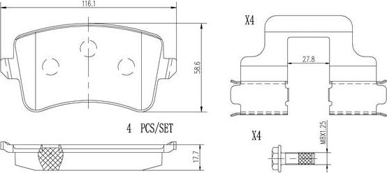 Brembo P85100N - Гальмівні колодки, дискові гальма autocars.com.ua