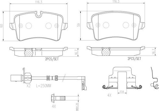 Brembo P85118N - Гальмівні колодки, дискові гальма autocars.com.ua